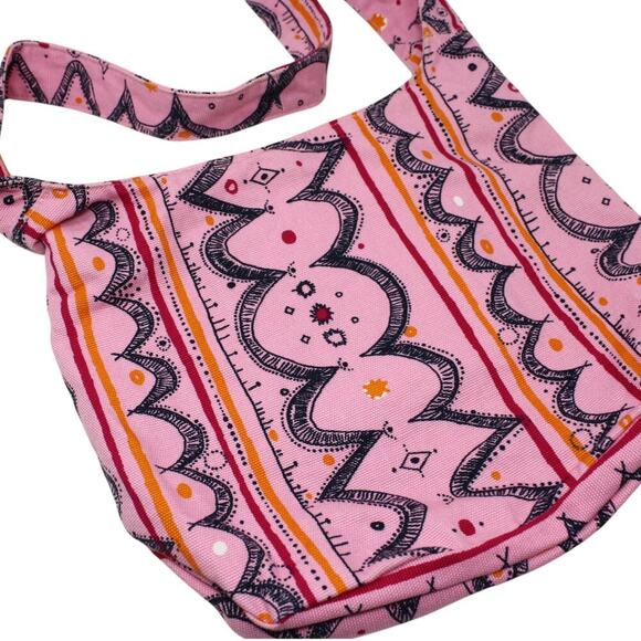 Marimekko Shoulder Bag Tote in Pink and Black Cotton Print 14x11" - Hey Viv - Picture 3 of 9